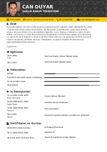 Hasta Bakıcı Cv Örnekleri cv indir